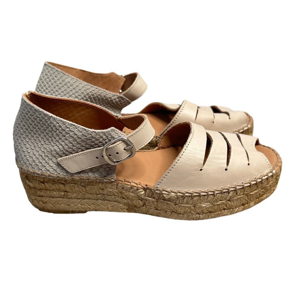 NAGUISA Silencio Platform Espadrille Sandals Anthropologie Ecru Size 36 US 6